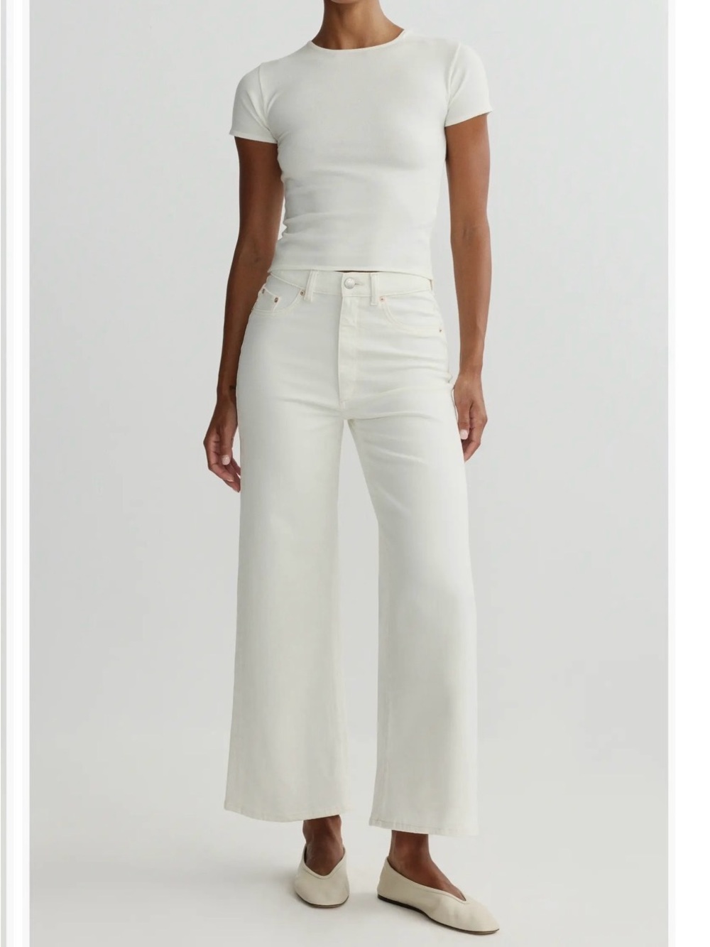 DL1961 Hepburn Eggshell Wide-Leg, High Waist, Ankle Jeans